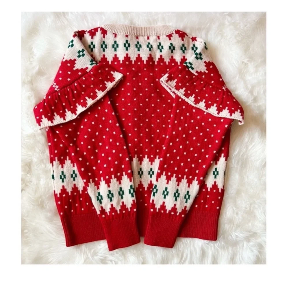 New! NWT VICOLO Italy Winter Snowflake Wool Blend Sweater Pullover - Picture 7 of 9